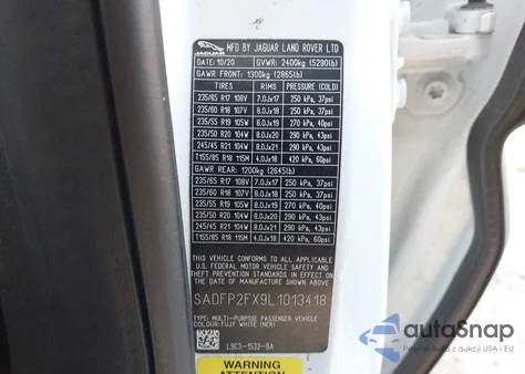 2020 Jaguar E-Pace Se P250 Awd Automatic z USA, uszkodzony, nr VIN SADFP2FX9L1013418